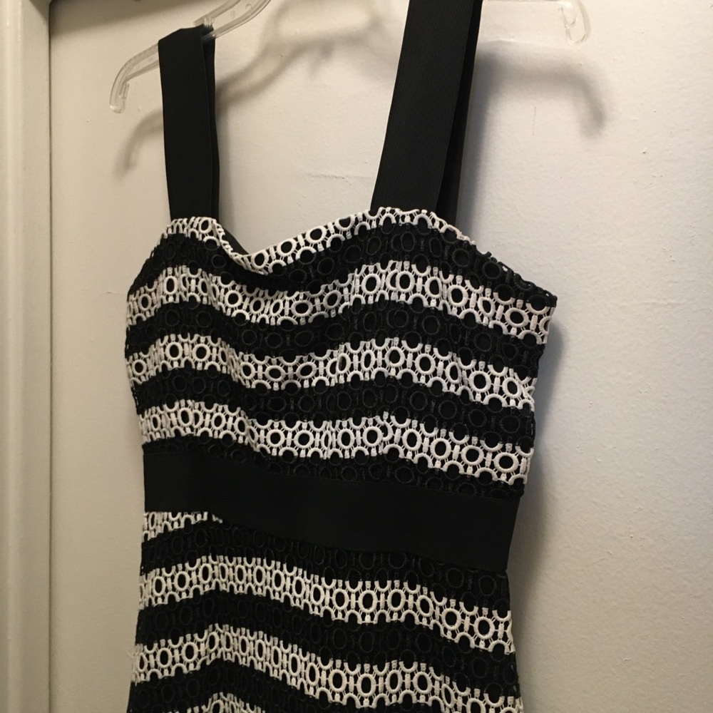 asos black and white striped lace dress